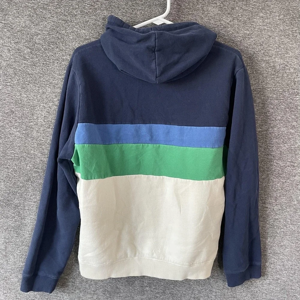 Marine Layer Hoodie Mens Medium Multicolor Stripe Pullover Kangaroo Pocket - Picture 8 of 9